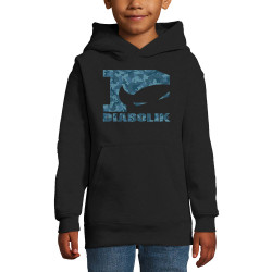 Sweat enfant à capuche noir Blue camo logo (Diabolik)