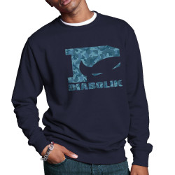 Sweat homme col rond bleu marine Blue camo logo (Diabolik)
