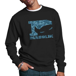 Sweat homme col rond noir Blue camo logo (Diabolik)