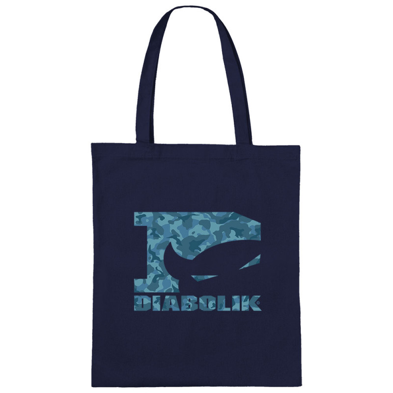 Sac shopping en toile bleu marine Blue camo logo (Diabolik)