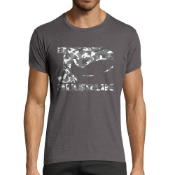 T-shirt homme fit gris foncé Grey camo logo (Diabolik)