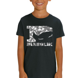 T-shirt enfant coton bio noir Grey camo logo (Diabolik)