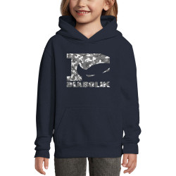 Sweat enfant à capuche bleu marine Grey camo logo (Diabolik)