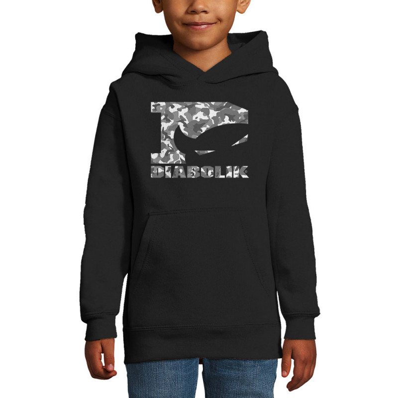 Sweat enfant à capuche noir Grey camo logo (Diabolik)
