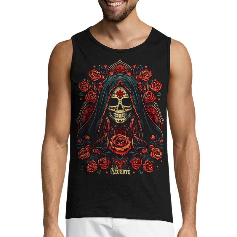 Débardeur homme noir Holy Santa Muerte (Santa Muerte,Têtes de morts)