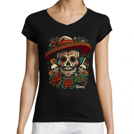 T-shirt femme col V "Dia de...