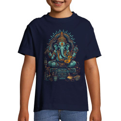 T-shirt enfant bleu marine Musical Ganesh (Ethnique,Animaux)
