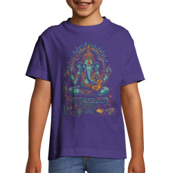 T-shirt enfant violet foncé Musical Ganesh (Ethnique,Animaux)