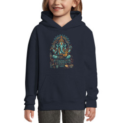 Sweat enfant à capuche bleu marine Musical Ganesh (Ethnique,Animaux)