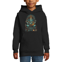 Sweat enfant à capuche noir Musical Ganesh (Ethnique,Animaux)