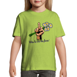 T-shirt enfant vert pomme Dites-le avec des fleurs fuck (Gondrax,Humour,Slogans Débiles)