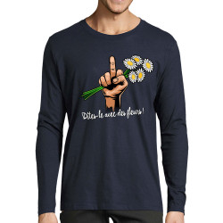 T-shirt homme manches longues bleu marine Dites-le avec des fleurs fuck (Gondrax,Humour,Slogans Débiles)
