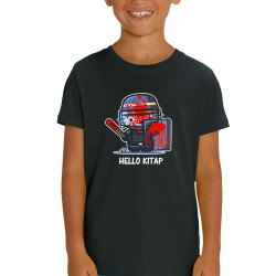 T-shirt enfant coton bio noir Hello Kitap (Blacksquare,Chats,Détournements,Humour)