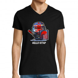 T-shirt homme col V noir Hello Kitap (Blacksquare,Chats,Détournements,Humour)