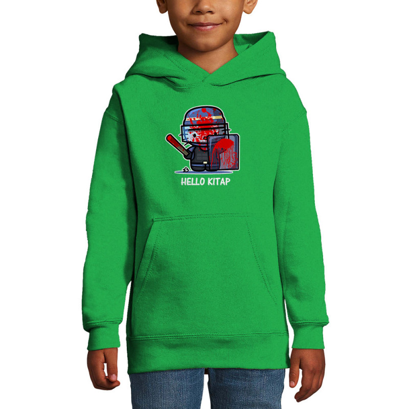 Sweat enfant à capuche vert prairie Hello Kitap (Blacksquare,Chats,Détournements,Humour)