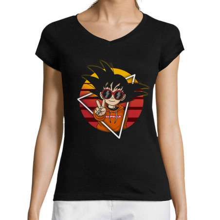 T-shirt femme col V "Rad Goku"