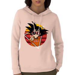 Sweat femme à capuche coton bio rose clair Rad Goku (Films/Séries,Manga Kawaï japan)