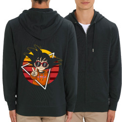 Sweat homme zippé à capuche coton bio noir Rad Goku (Films/Séries,Manga Kawaï japan)