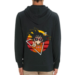 Sweat homme zippé à capuche coton bio noir Rad Goku (Films/Séries,Manga Kawaï japan)