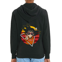 Sweat femme zippé à capuche coton bio noir Rad Goku (Films/Séries,Manga Kawaï japan)