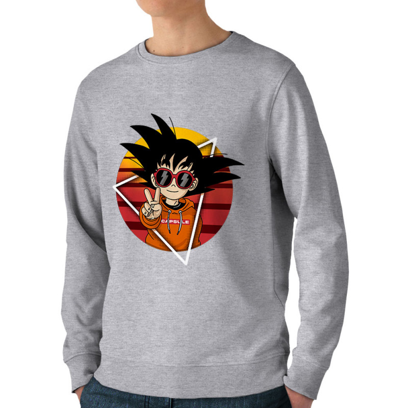 Sweat homme bio col rond gris chiné Rad Goku (Films/Séries,Manga Kawaï japan)