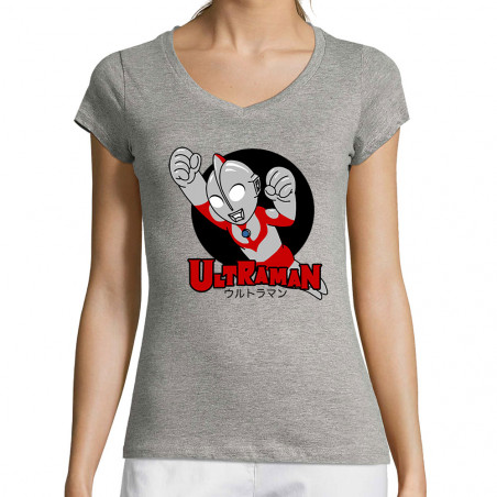 T-shirt femme col V "Ultraman"