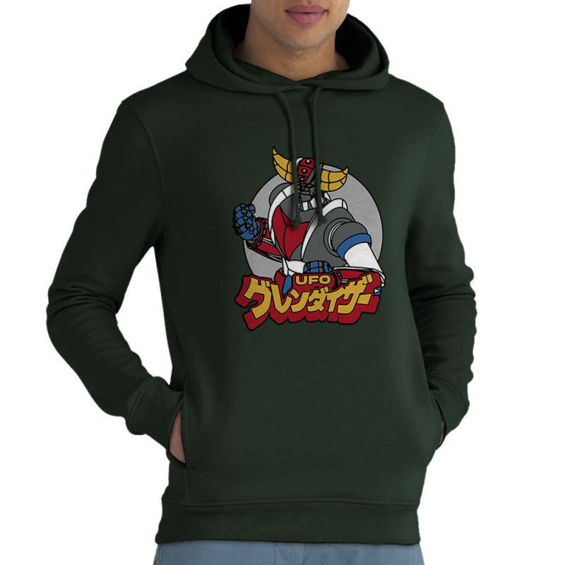 Sweat homme à capuche coton bio vert foncé Goldrake (Films/Séries,Manga Kawaï japan)