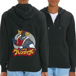 Sweat femme zippé à capuche coton bio noir Goldrake (Films/Séries,Manga Kawaï japan)