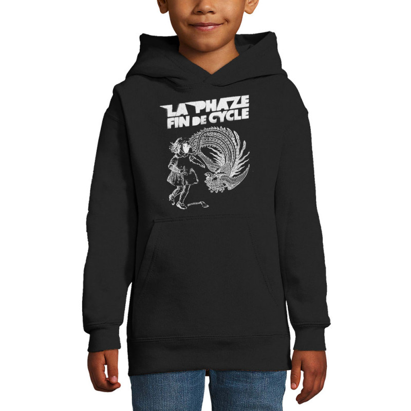 Sweat enfant à capuche noir Fin de cycle (La Phaze)