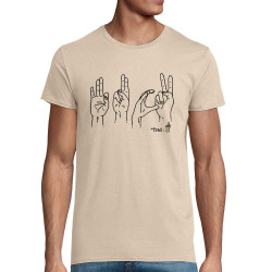 T-shirt homme coton bio naturel Fuck langage des signes (Gondrax,Humour,Slogans Débiles,Devoirs de vacances)