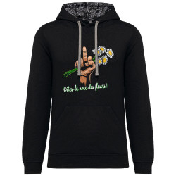 Sweat capuche à motifs unisexe noir et têtes de mort mexicaines Dites-le avec des fleurs fuck (Gondrax,Humour,Slogans Débiles)