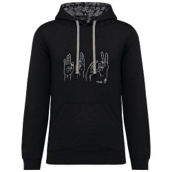 Sweat capuche à motifs unisexe noir et têtes de mort mexicaines Fuck langage des signes (Gondrax,Humour,Slogans Débiles,Devoirs 