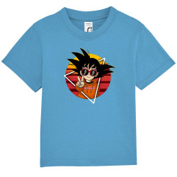 T-shirt bébé bleu azur Rad Goku (Films/Séries,Manga Kawaï japan)
