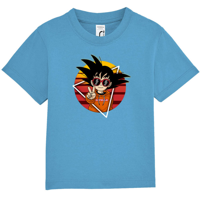 T-shirt bébé bleu azur Rad Goku (Films/Séries,Manga Kawaï japan)