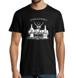 Tee-shirt homme noir Je vous ai compris pinard (Gondrax,Alcool,Humour)