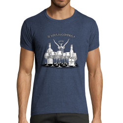 T-shirt homme fit bleu denim chiné Je vous ai compris pinard (Gondrax,Alcool,Humour)