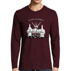 T-shirt homme manches longues bordeaux Je vous ai compris pinard (Gondrax,Alcool,Humour)