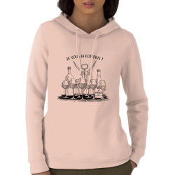 Sweat femme à capuche coton bio rose clair Je vous ai compris pinard (Gondrax,Alcool,Humour)