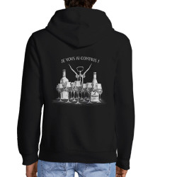Sweat homme à capuche zippé noir Je vous ai compris pinard (Gondrax,Alcool,Humour)