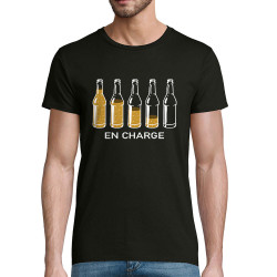T-shirt homme coton bio noir En charge bières (Gondrax,Alcool,Humour)