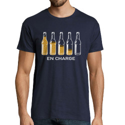 Tee-shirt homme bleu marine En charge bières (Gondrax,Alcool,Humour)