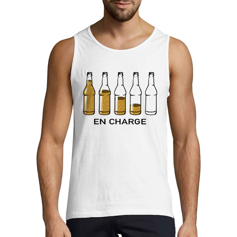 Débardeur homme blanc En charge bières (Gondrax,Alcool,Humour)