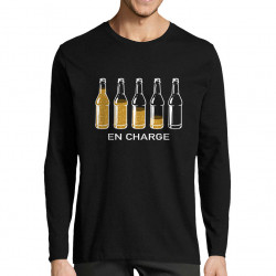 T-shirt homme manches longues noir En charge bières (Gondrax,Alcool,Humour)