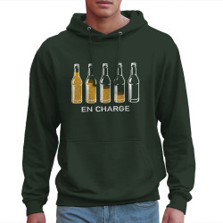 Sweat homme à capuche vert foncé En charge bières (Gondrax,Alcool,Humour)