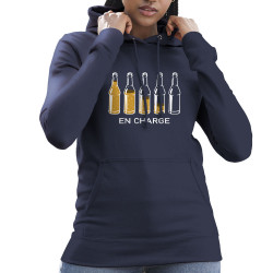 Sweat femme à capuche bleu marine En charge bières (Gondrax,Alcool,Humour)