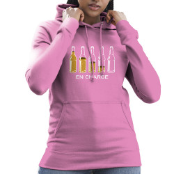 Sweat femme à capuche rose En charge bières (Gondrax,Alcool,Humour)