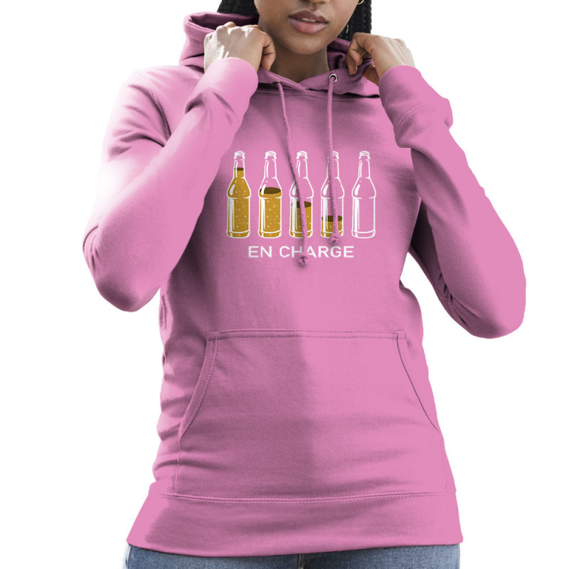 Sweat femme à capuche rose En charge bières (Gondrax,Alcool,Humour)