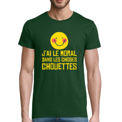 T-shirt homme coton bio vert bouteillle Le moral dans les choses chouettes (Andy,Humour)