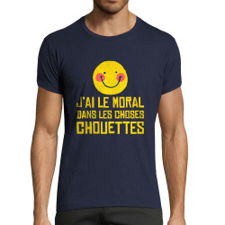 T-shirt homme fit bleu marine Le moral dans les choses chouettes (Andy,Humour)