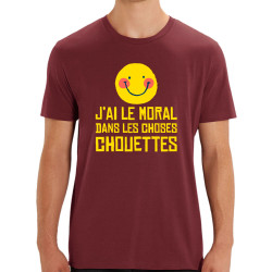 T-shirt homme coton bio bordeaux Le moral dans les choses chouettes (Andy,Humour)
